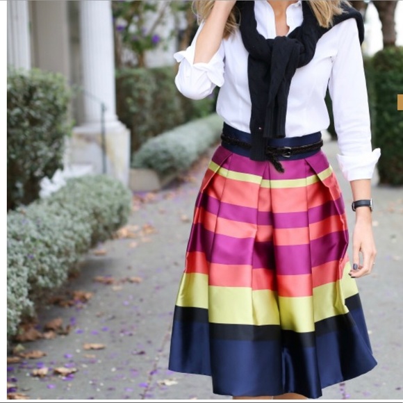 Eliza J Dresses & Skirts - Eliza J Striped Satin Pleated Skirt